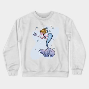 Sweet Mermaid With Blue Fin Crewneck Sweatshirt